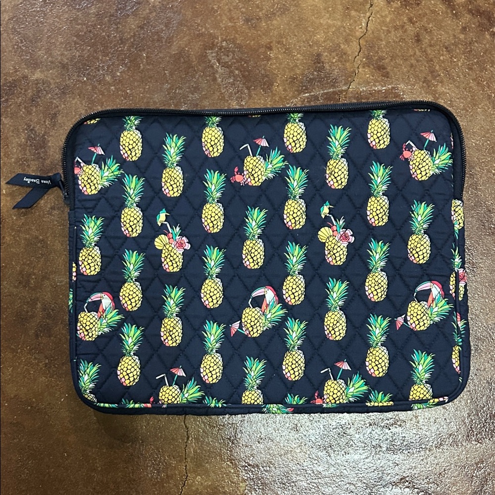 Vera Bradley Navy and Yellow Pineapple Laptop Sleeve